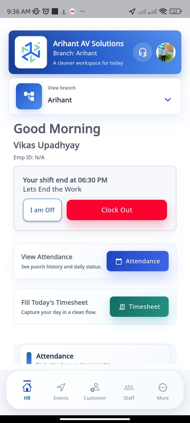 Naavy staff attendance